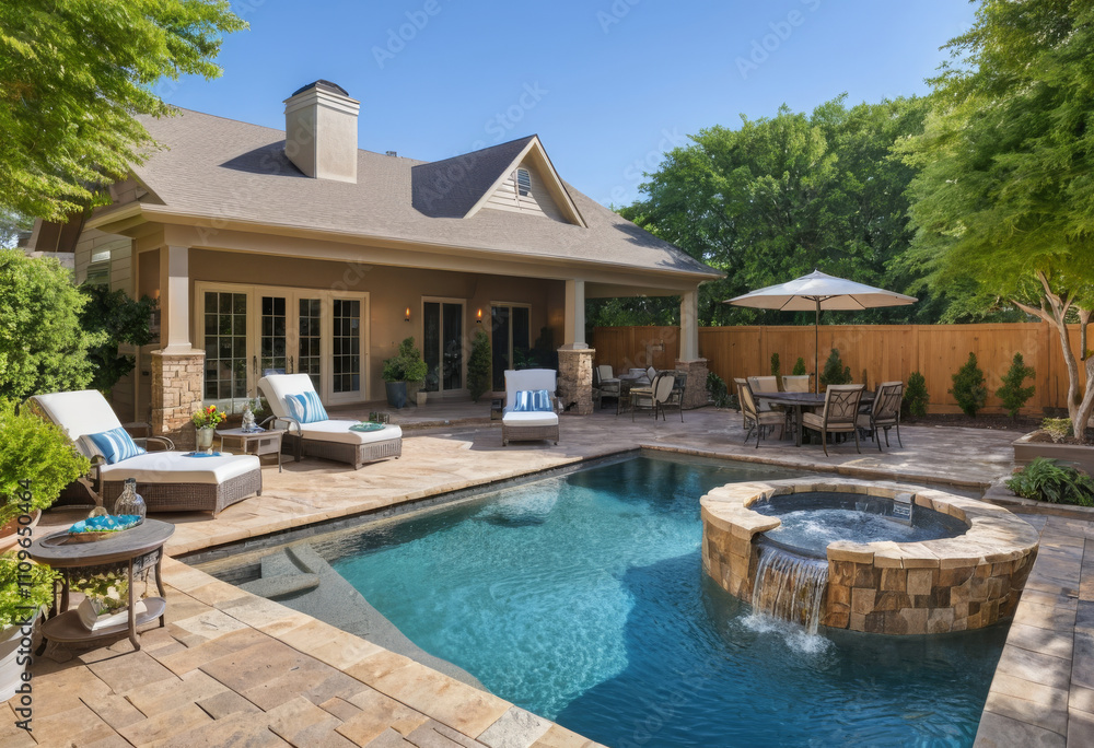 Fototapeta premium luxurious backyard oasis with swimming pool 