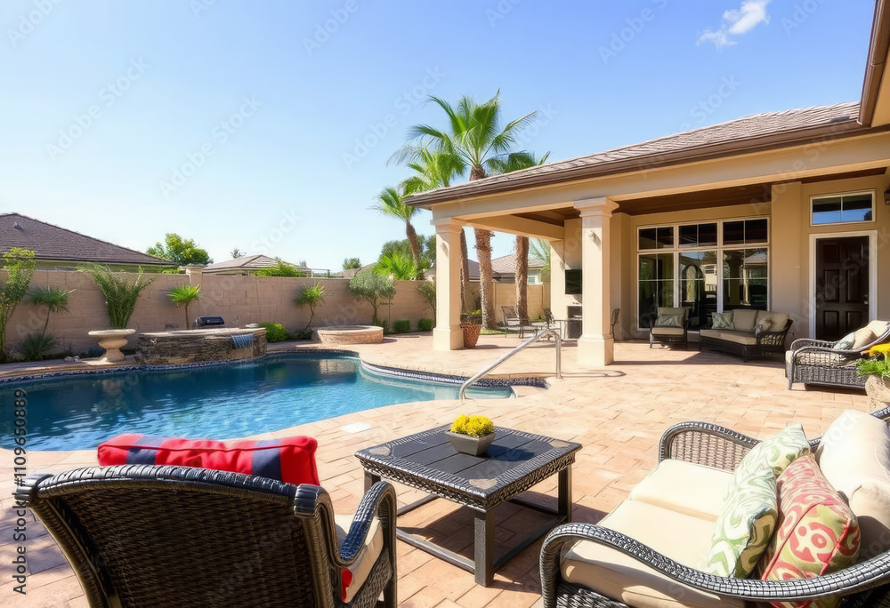 Fototapeta premium luxurious backyard oasis with swimming pool 