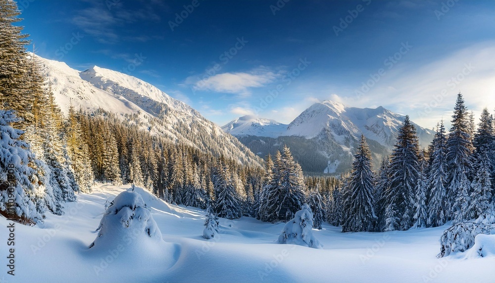 Fototapeta premium winter in mountains an amazing winter scenery with a lot of snow