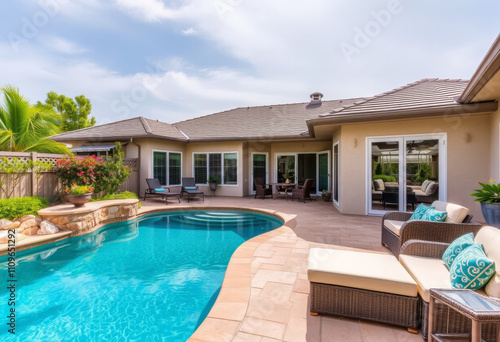 Wallpaper Mural luxurious backyard oasis with swimming pool  Torontodigital.ca