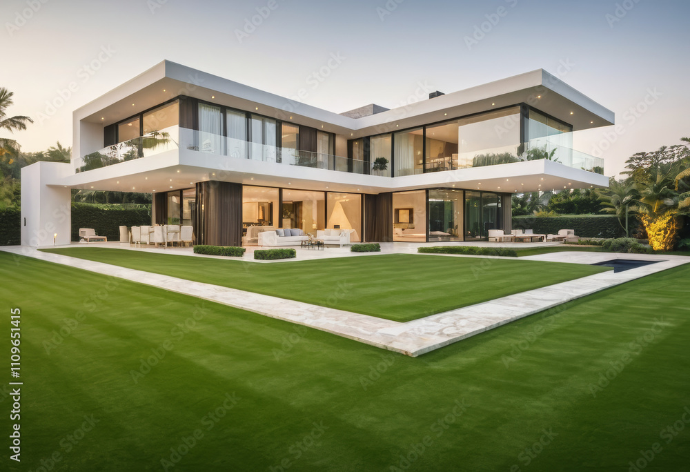 modern house with lawn modern house with lawn