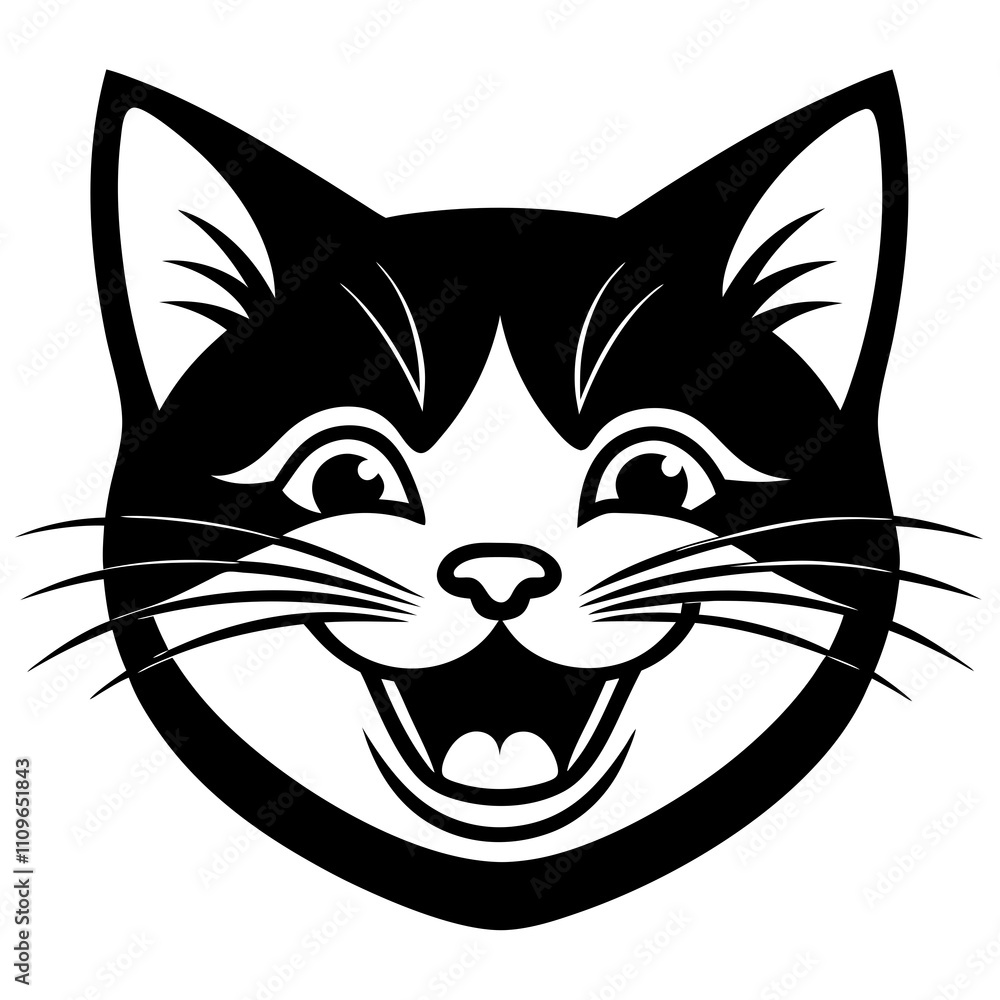 Happy Cat Face on White Background Happy Cat Face on White Background