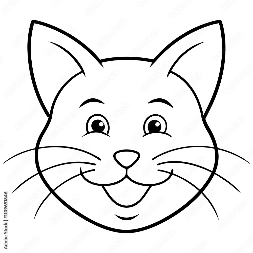 Happy Cat Face on White Background Happy Cat Face on White Background