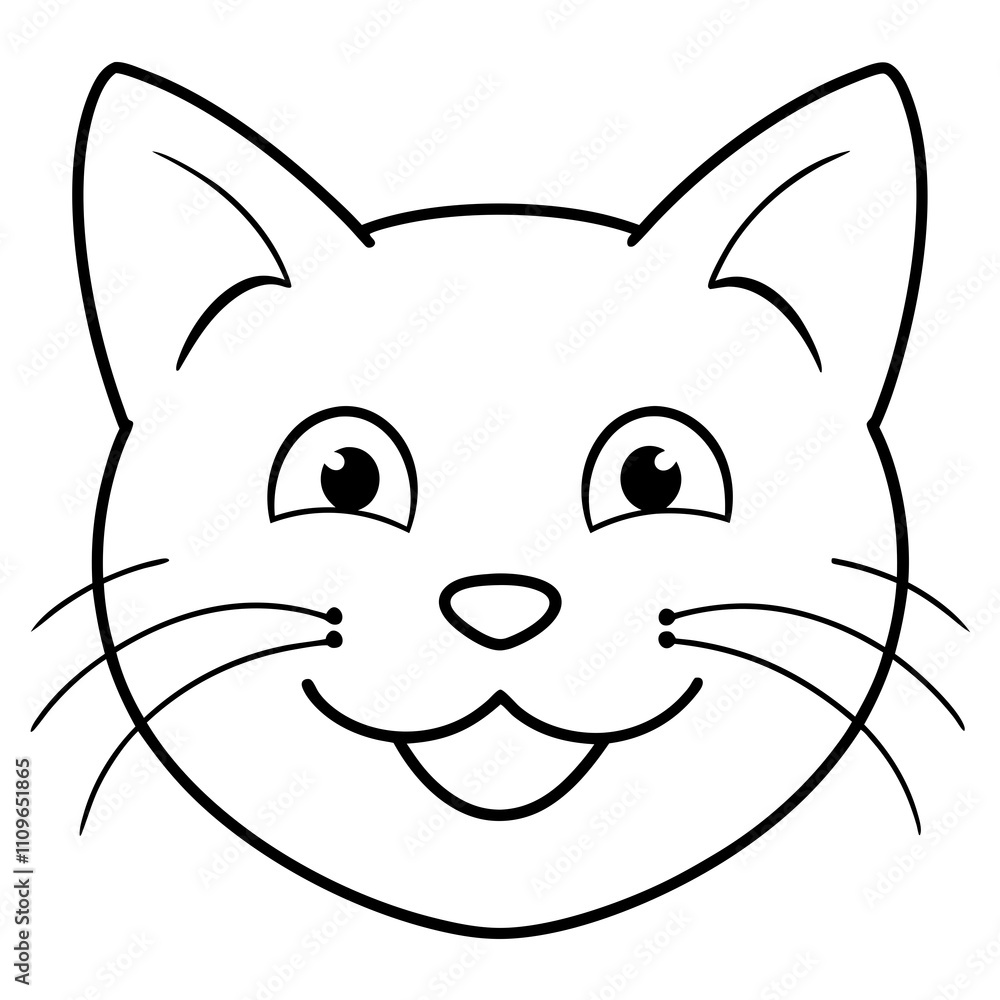 Happy Cat Face on White Background Happy Cat Face on White Background