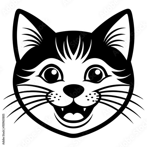 Happy Cat Face on White Background photo