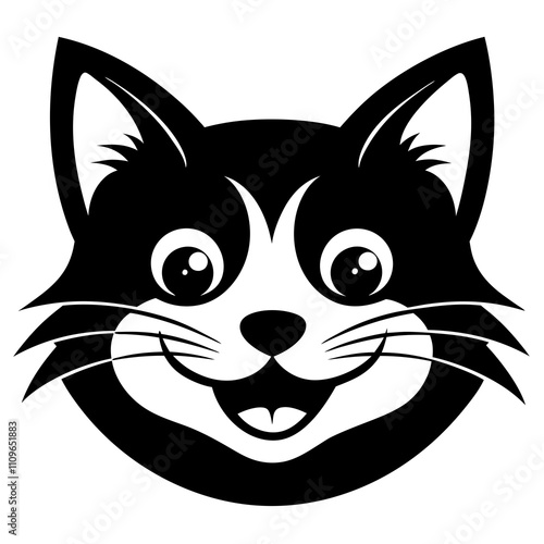 Happy Cat Face on White Background photo