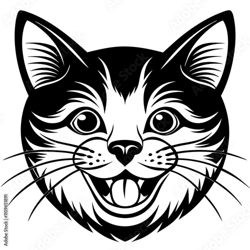 Happy Cat Face on White Background photo