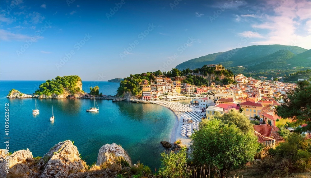 Fototapeta premium parga is a town located in the northwestern part of the regional unit of preveza in epirus greece parga lies on the ionian coast