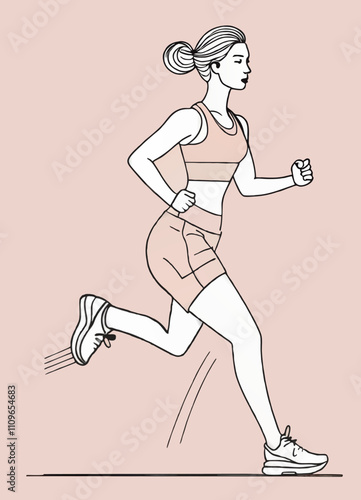 woman running cartoon vector illustration