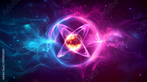 Technology background with plasma energy, nuclear fusion technology. Plasma. Illustration