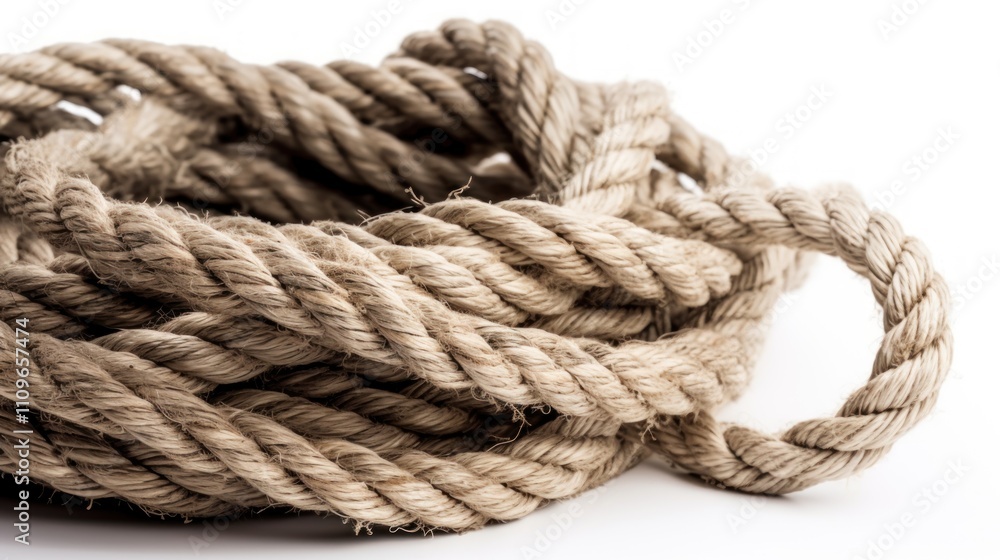 Close-up of a Beige Twisted Rope Coil