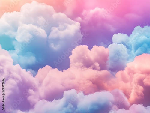 Vibrant Abstract Cloudscape in a Surreal Rainbow Gradient, Capturing a Dreamlike Blend of Pastel Hues and Ethereal Atmosphere for Digital Art or Wallpaper