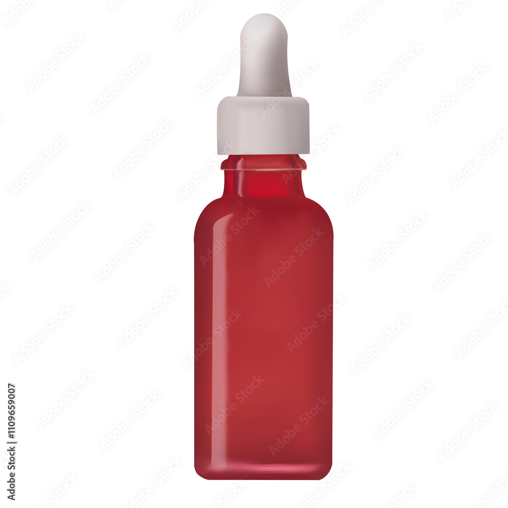 Red Bottle with White Dropper Cap Red Bottle with White Dropper Cap
