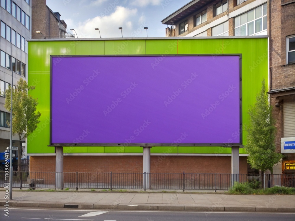 Large Billboard Mockup at Street Scene Large Billboard Mockup at Street Scene