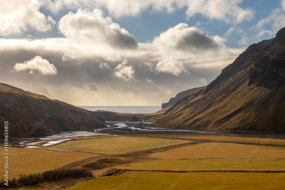 Mountains and landscape in Katla geopark, Iceland Mountains and landscape in Katla geopark, Iceland