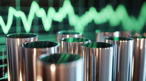 Wallpaper Mural Polished Metal Tubes  Stock Market Graph Background  Industrial  Finance  Manufacturing Torontodigital.ca