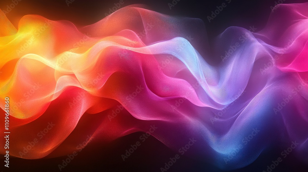 Fototapeta premium Abstract Fluid Motion of Colorful Waves in Vibrant Hues Creating a Mesmerizing Visual Experience Against a Dark Background Ideal for Artistic and Design Projects