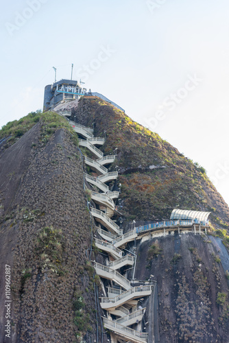 Staircase and Summit of the Rock of El Peñol in Guatape, Antioquia, Colombia photo