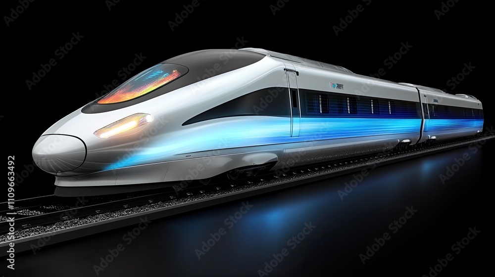 3D illustration of a modern bullet train. 3D illustration of a modern bullet train.