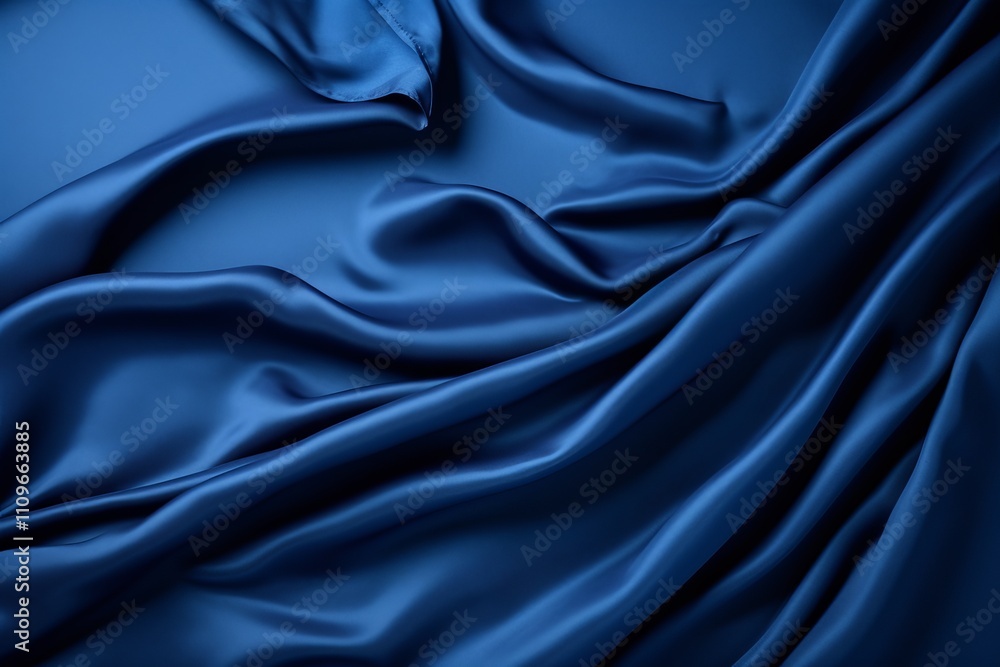 Deep blue silk fabric draped elegantly for a luxurious touch to decor. Generative AI Deep blue silk fabric draped elegantly for a luxurious touch to decor. Generative AI