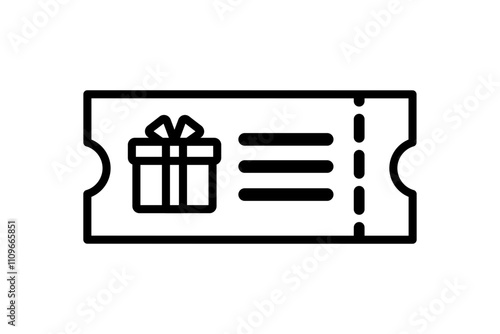 Gift voucher coupon icon. Promo code coupon. Business, sale, discount, special offer, promotion, redeem concepts. Outlined vector design isolated illustration.