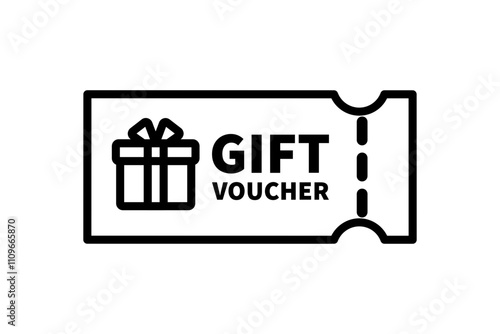 Gift voucher coupon icon. Promo code coupon. Business, sale, discount, special offer, promotion, redeem concepts. Outlined vector design isolated illustration.