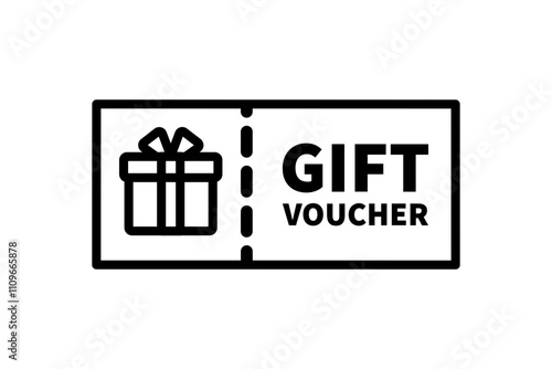 Gift voucher coupon icon. Promo code coupon. Business, sale, discount, special offer, promotion, redeem concepts. Outlined vector design isolated illustration.