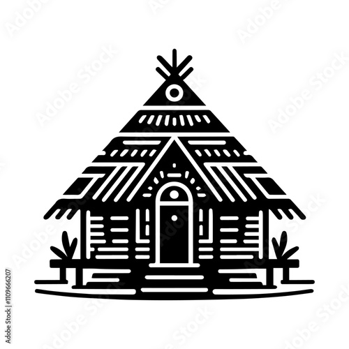 Simple Vector Icon of a tribe house – Logo Design Illustration