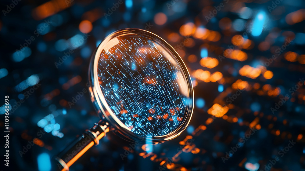 A golden-toned magnifying glass focusing on a luminous digital field, symbolizing advanced information decoding. A golden-toned magnifying glass focusing on a luminous digital field, symbolizing advanced information decoding.