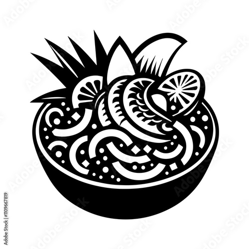 Simple Vector Icon of a Ceviche – Logo Design Illustration