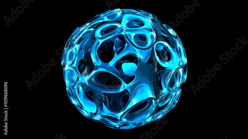 A digital representation of a vibrant electric blue plasma sphere. autogenerated. Plasma. Illustration photo