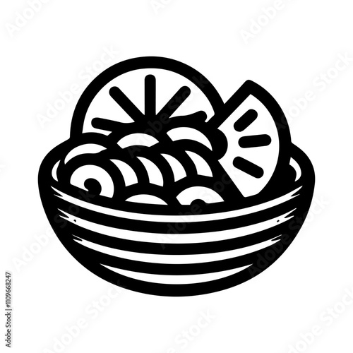 Simple Vector Icon of a Ceviche – Logo Design Illustration
