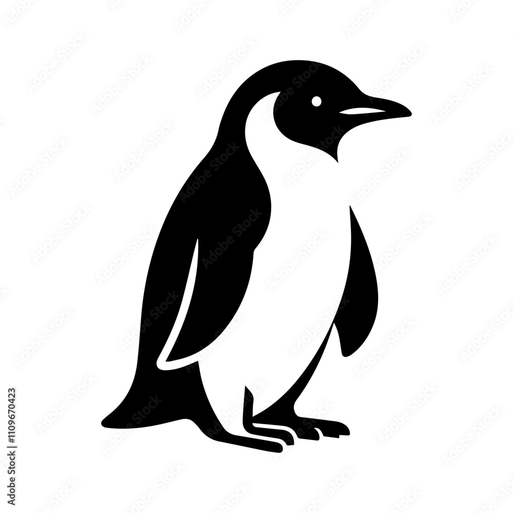 Obraz premium Simple Vector Icon of a Galápagos Penguin – Logo Design Illustration