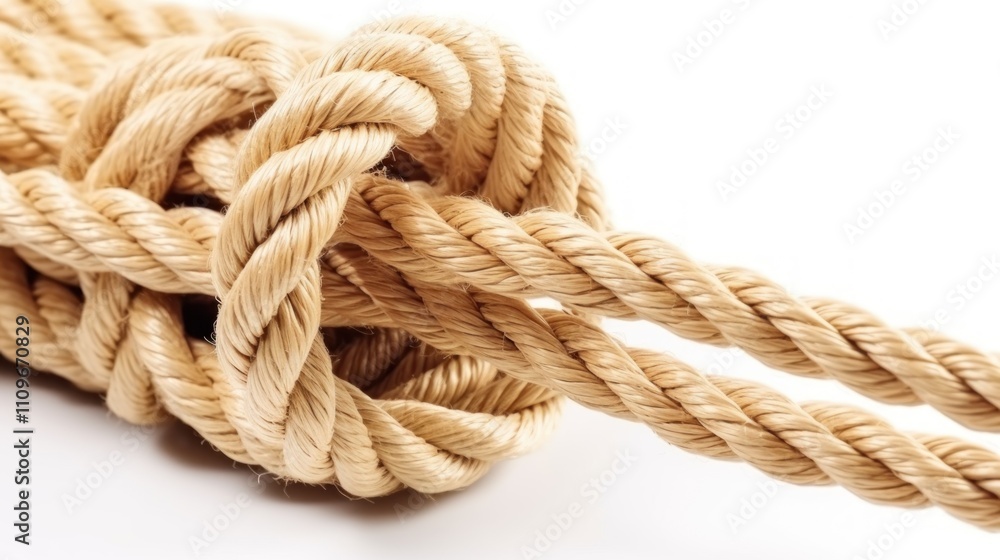 Intricate Knot of Beige Rope: A Close-Up Study Intricate Knot of Beige Rope: A Close-Up Study