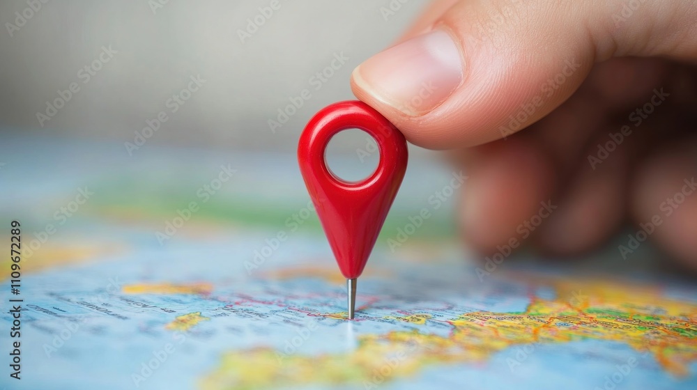 Global Navigation: Red Marker Pinned on a World Map Global Navigation: Red Marker Pinned on a World Map