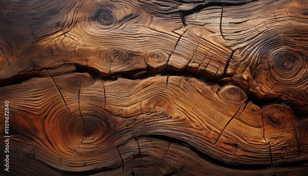 Naklejka premium Close-up macro shot of textured, brown burned wooden surface with visible grain patterns, perfect for natural design backgrounds