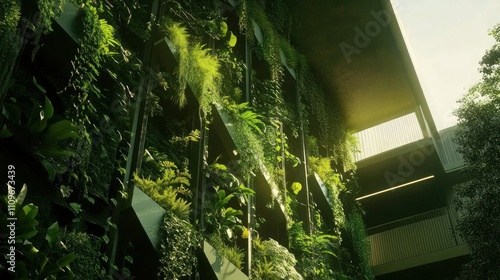 Lush Vertical Garden: Architectural Harmony with Nature photo