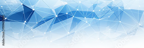 Geometric design with abstract shapes in shades of blue and white. Generative AI