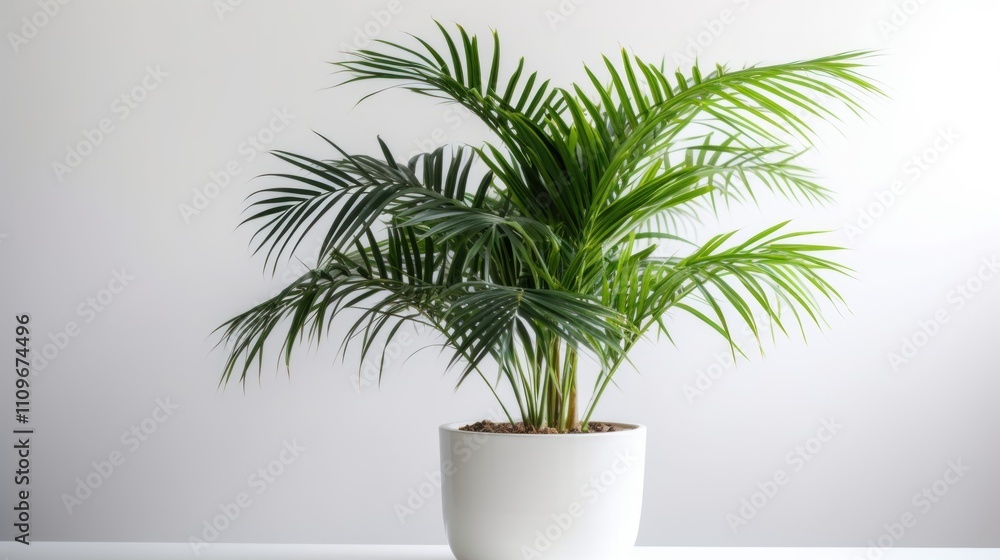 Obraz premium Serene Indoor Palm Plant in White Pot