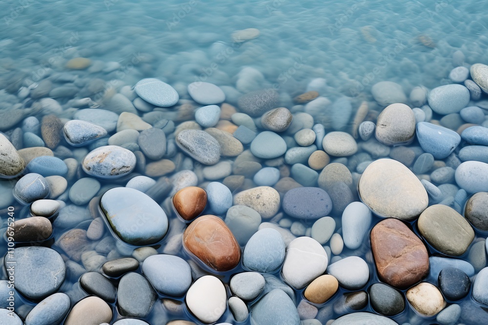 Tranquil underwater view of colorful pebbles in clear water at a peaceful shore. Generative AI Tranquil underwater view of colorful pebbles in clear water at a peaceful shore. Generative AI