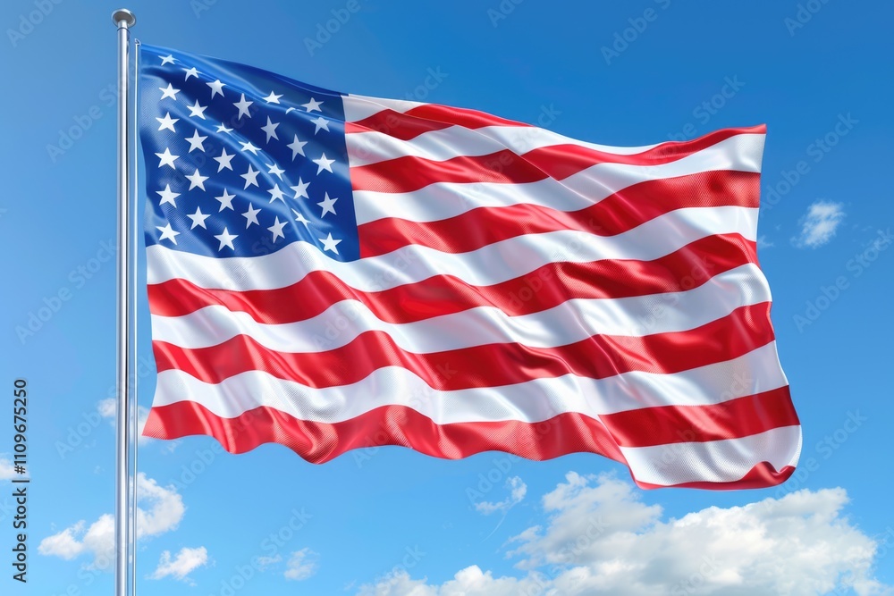 Obraz premium American flag waving proudly in the wind