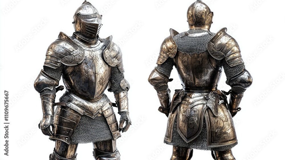 A Stunning Set of Medieval Armor Showcasing Intricate Details and Brilliant Craftsmanship Ideal for Historical Reenactments and Fantasy Themes in Art and Design Projects A Stunning Set of Medieval Armor Showcasing Intricate Details and Brilliant Craftsmanship Ideal for Historical Reenactments and Fantasy Themes in Art and Design Projects