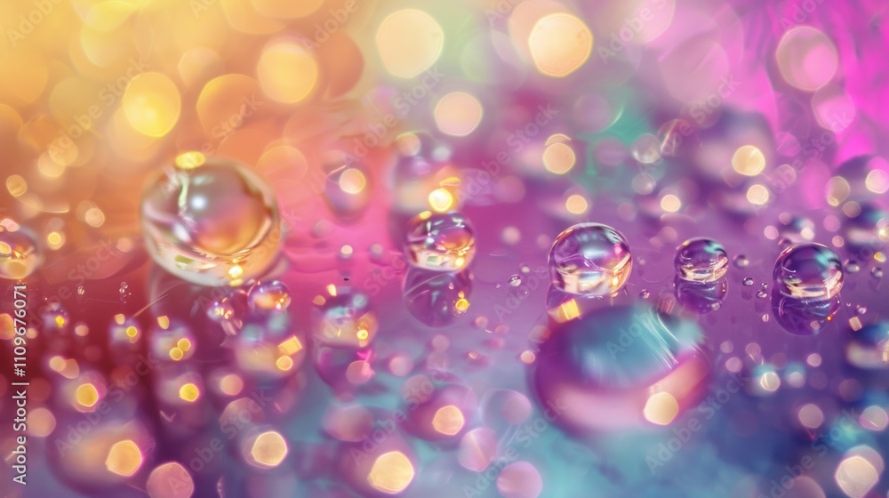 Abstract water droplets with colorful bokeh lights Abstract water droplets with colorful bokeh lights