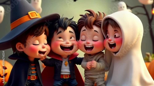 children in halloween costume