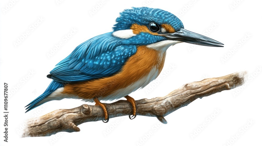 Colorful Kingfisher Perched on Branch with Vibrant Blue and Orange Plumage, Capturing the Beauty and Grace of Nature's Avian Creatures in a Stunning Illustrative Format Colorful Kingfisher Perched on Branch with Vibrant Blue and Orange Plumage, Capturing the Beauty and Grace of Nature's Avian Creatures in a Stunning Illustrative Format