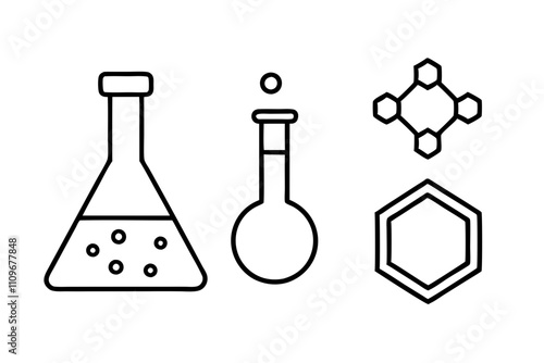 set of laboratory equipment, basic laboratory glassware