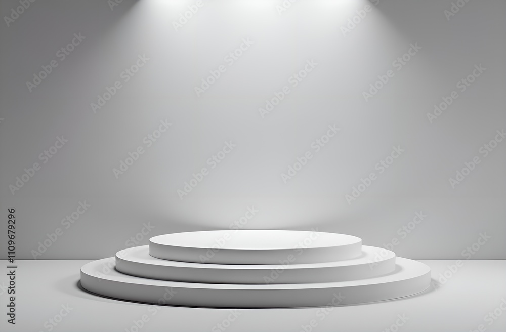 Obraz premium Round podium with empty place for your product. Gray background.
