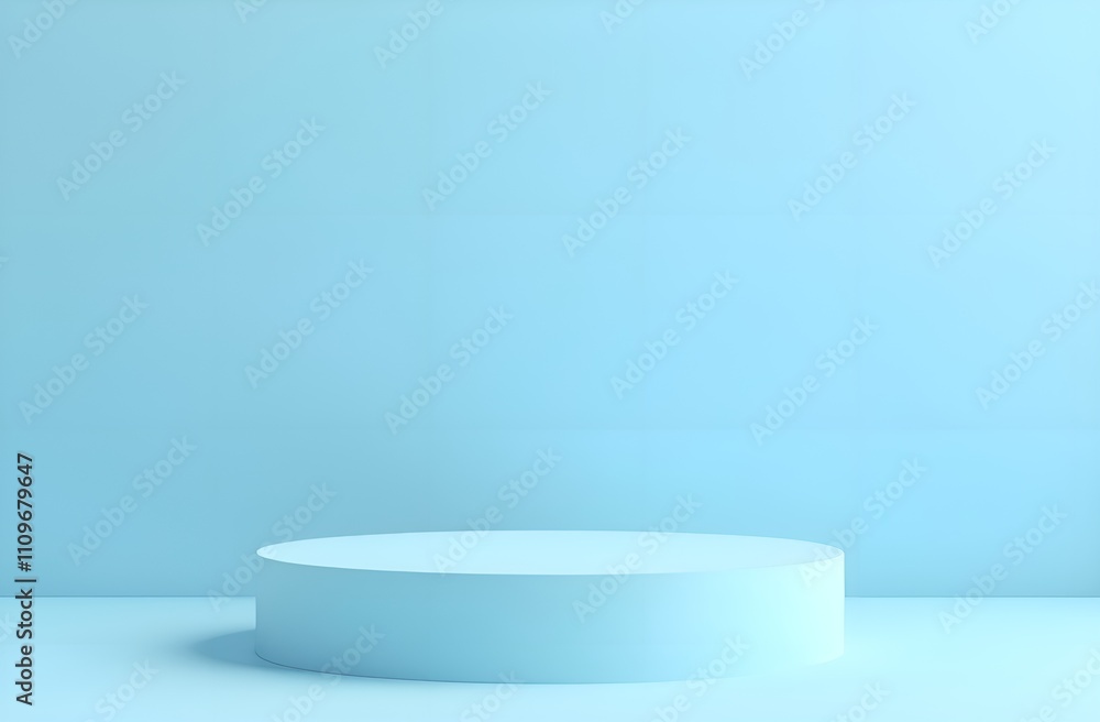 Round podium with empty place for your product. Light blue background. Round podium with empty place for your product. Light blue background.