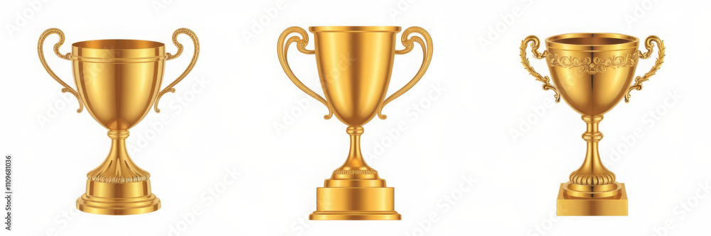 Collection of winner golden trophy cup isolated on white background Collection of winner golden trophy cup isolated on white background