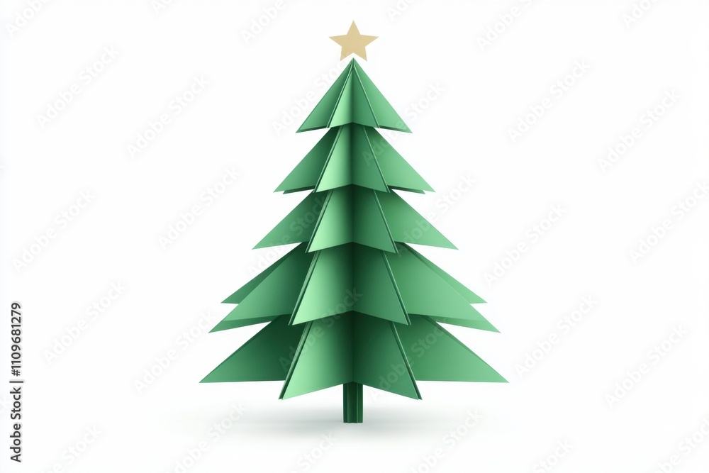 Fototapeta premium Christmas tree paper white background celebration.